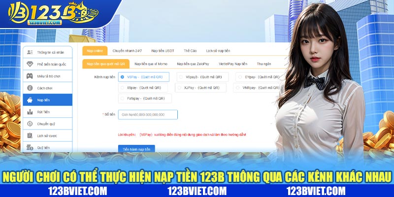 Người chơi có thể thực hiện nạp tiền 123b thông qua các kênh khác nhau Người chơi có thể thực hiện nạp tiền 123b thông qua các kênh khác nhau